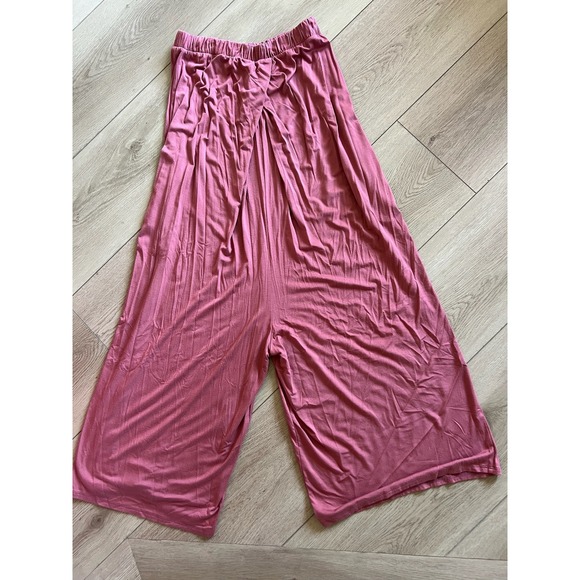 Jules Kae Pants - Jules Wide Leg Culottes Pants‎ XS/S Cropped Mauve Elastic Waist